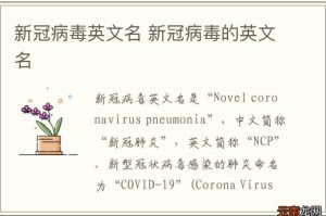 新冠疫情英语名称（新冠疫情 英文）